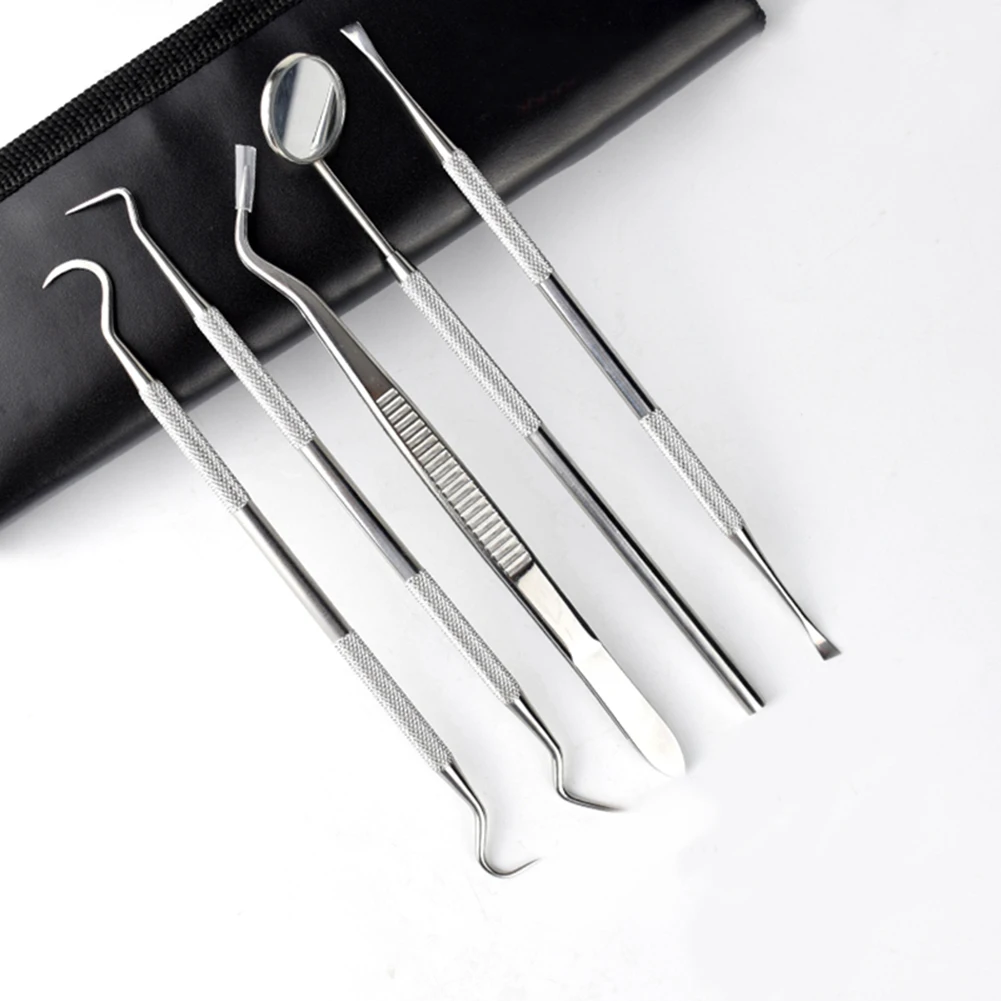 5 Pcs Mirror Stainless Steel Dental Dentist Tooth Checking Clean Probe
