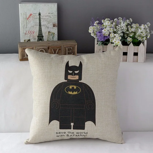 Декоративные подушки Superman Spiderman Batman, робот Ironman, хлопок из льна для стула, наволочки для дивана - Цвет: as picture