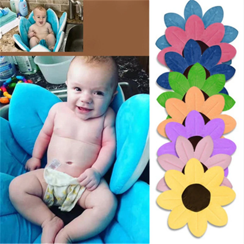 Newborn Baby Bathtub Foldable Blooming Flower Shape Mat Soft Seat