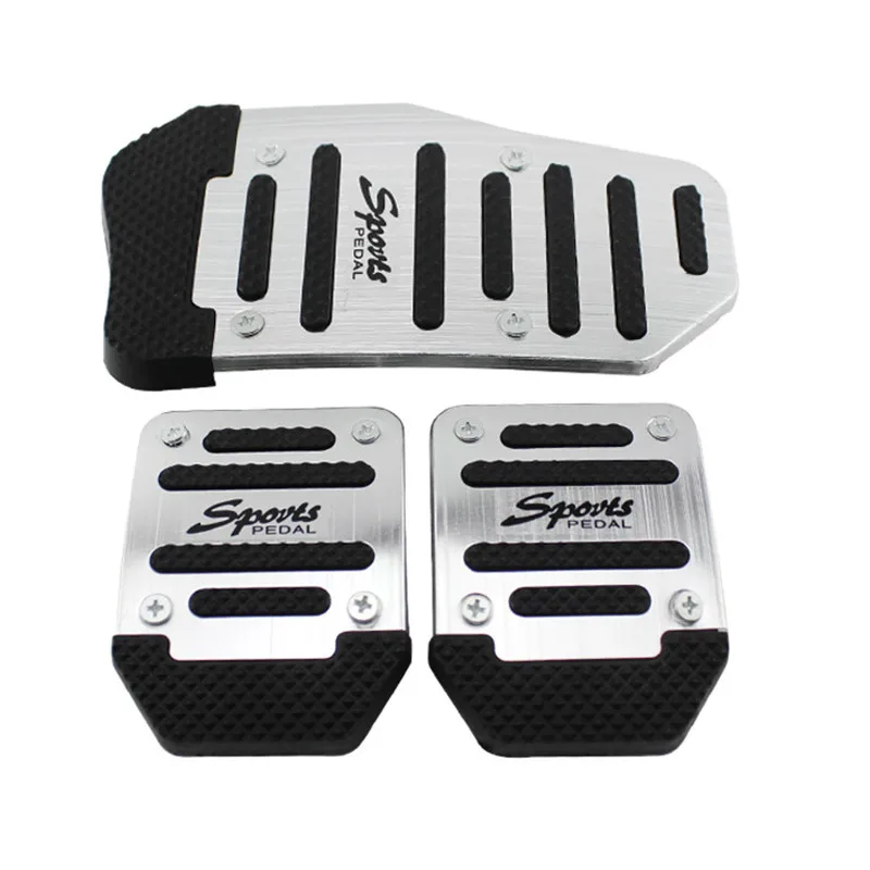 Universal Aluminum Manual Transmission Non-Slip Car Pedal Cover Brake Gas Pad Set Kit 3pcs Red/Blue/Silver Car-Styling
