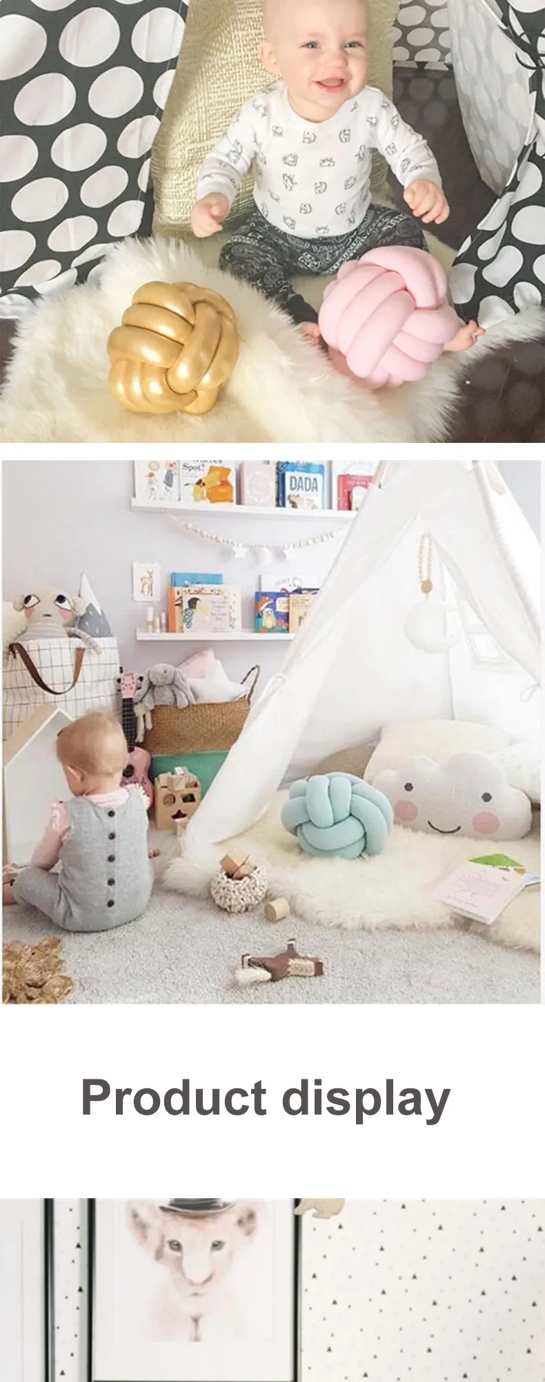 Favorito das Crianças Bebê Bumper Cama Colorido Bonito Decorações Interiores Ins Estilo Quatro Estações nó 3 Bebê bumper cama colorido bonito decorações Interiores