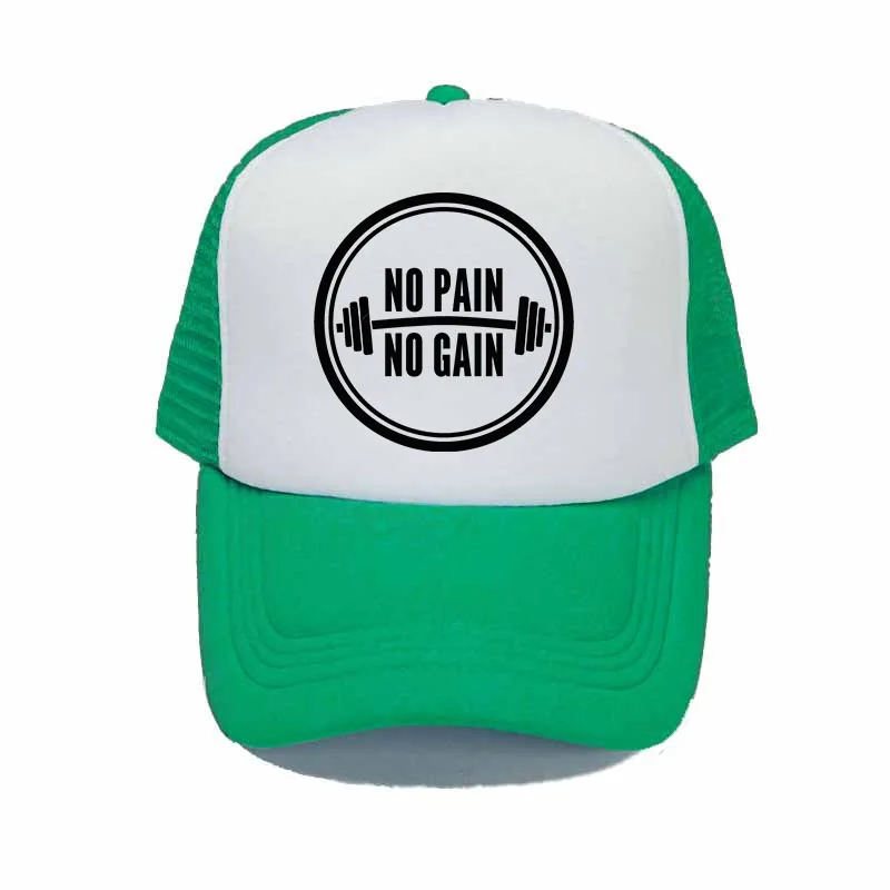 Бейсбольная кепка с принтом «No Pain No Gain» прохладная летняя Бодибилдинг Фитнес лозунг грузовые шапки тренажерный зал тренировки сетчатая шапка и кепка YY310 - Цвет: YY31023