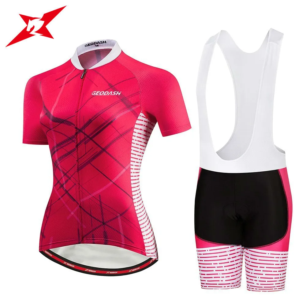 

GEODASH New High Quality Cycling Jersey Women Set Quick Dry Anti-Wrinkle GEL Pad Bicycle Clothing G022