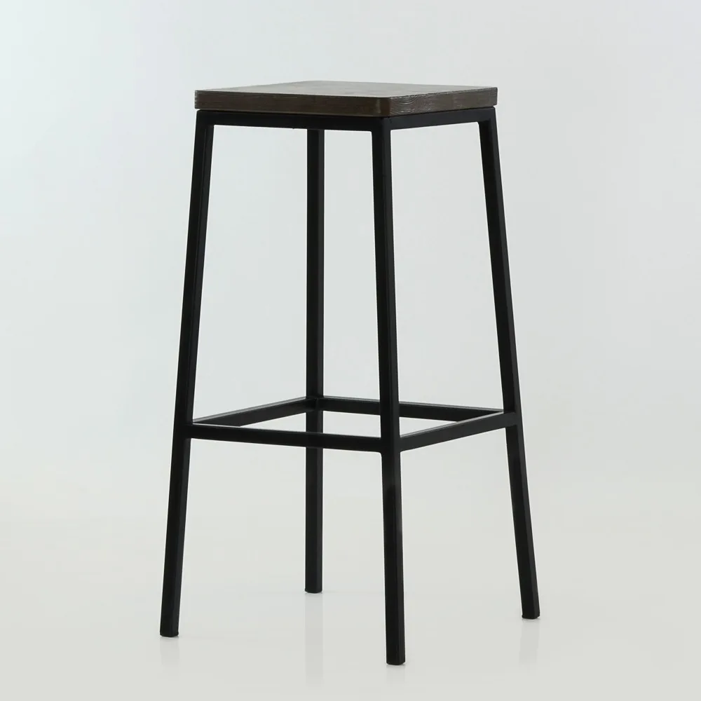 95376 Barneo N-301 высокий барный табурет черный металлический стул с деревянным сидением стул для кафе стул дизайнерский стул для улицы табурет для лофта стул барный в Казахстан по России