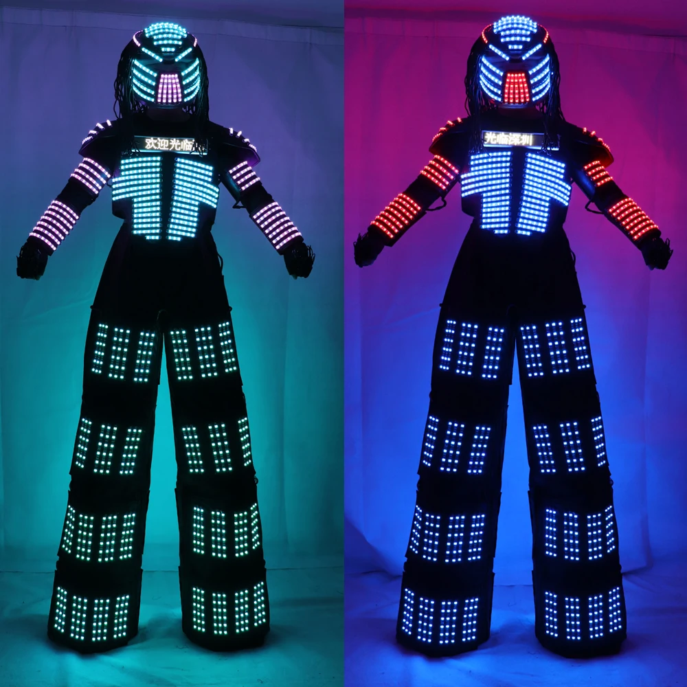 LED David Guetta Kryoman LED Robot suit with LED screen in Chest and Digital LED helmet