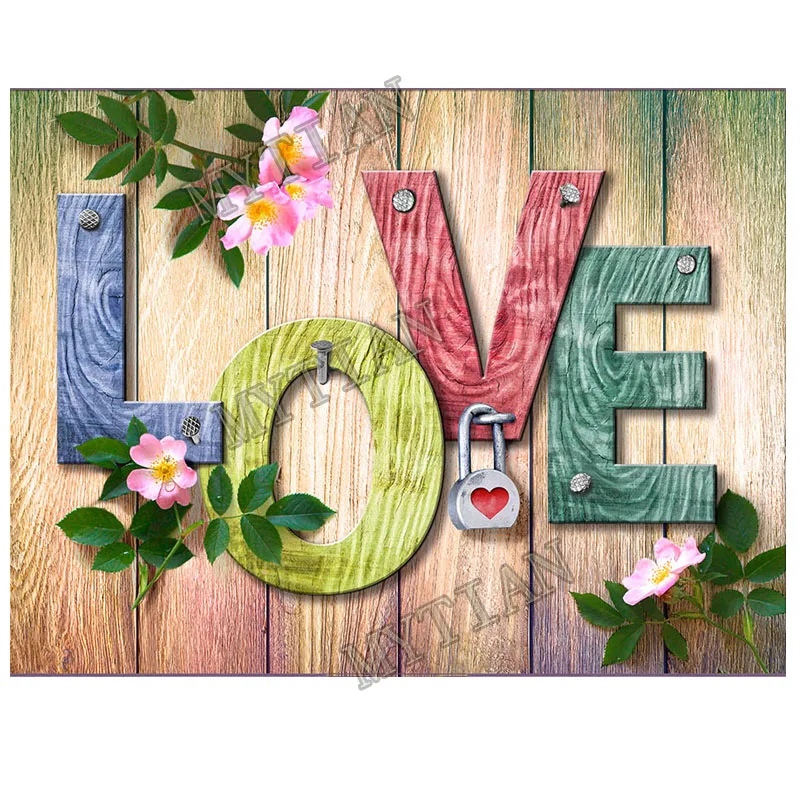 Алмазная 5D картина Love lock из квадратных/круглых страз с рисунком цветов Набор для