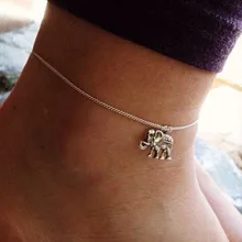 Bohemian Turkish Silver Color Elephant Single Chain Ankle Foot Chain Anklets For Women Jewelry Gift