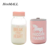 Hoomall 2017 Neue 600 ml Cartoon Unicorn Muster Glas Wasserflasche mit Tuch Schutz Abdeckung Enthalten Tee-ei Geschenke für mädchen