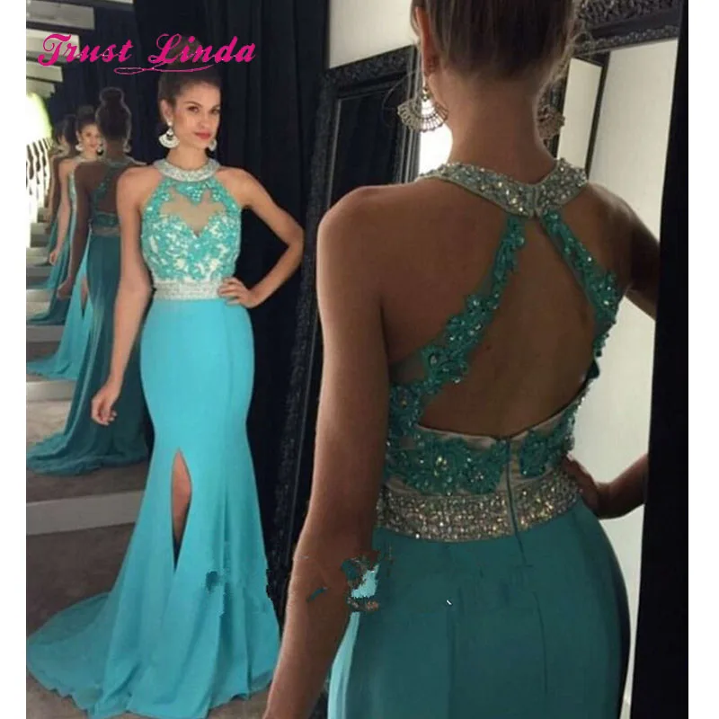 

Turquoise Wedding Guest Dresses 2019 Halter Top Mermaid Women Elegant Dresses For Weddings Bestidos De Fiesta Largos