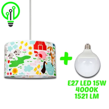 

Lamp Pendant Child FARM, Circular, Adjustable in high altitude, includes LED bulb E27 15W Neutral 4000K G95 Light 1521 lumens