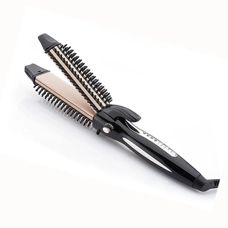 

Chjpro 2 IN 1 Hair Straightener Curler Portable Mini Straightening Iron Electronic Hair Straighter Brush Travel Styling Tool