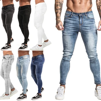 GINGTTO Jeans Men Elastic Waist Skinny Jeans Men 2020 Stretch Ripped Pants Streetwear Mens Denim Jeans Homme 1