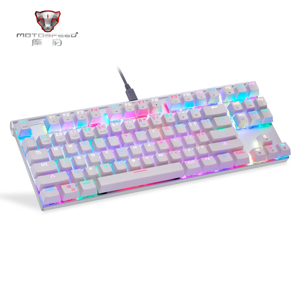Motospeed CK101 USB Wired Profession Gaming Mechanical Keyboard Ergonomic 87 Anti-ghosting Keys RGB Light Blue/Red Switch