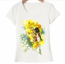 Nouveau mode d'été femmes t-shirt abeille miel et fleur jolie aquarelle Art séparation T-Shirt jeune décontracté hauts femmes t-