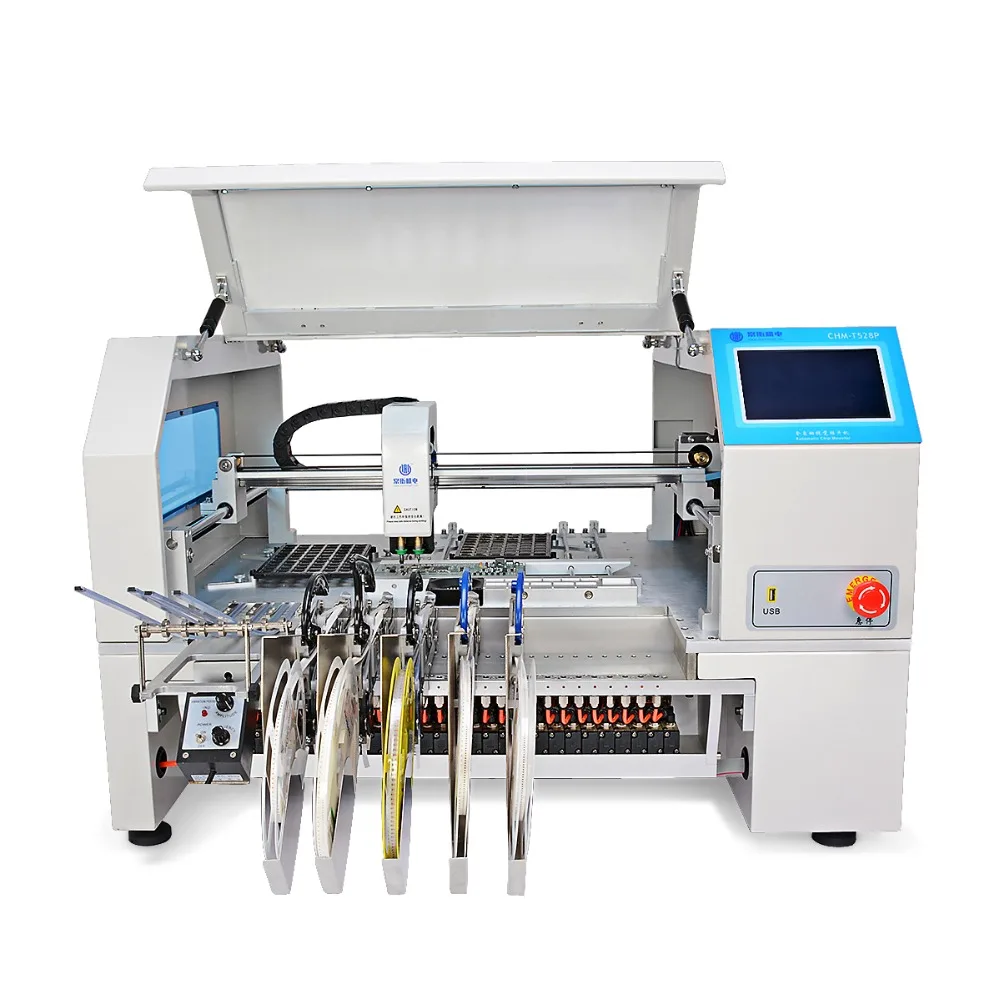 

SMT Desktop Pick and Place machine CHMT528P , 28pcs Yamaha feeders, Juki Nozzle, 2 ccd camera . chip mounter