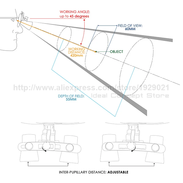 Ideal-Concept-Dental-Loupe-NDL-035N-diagram