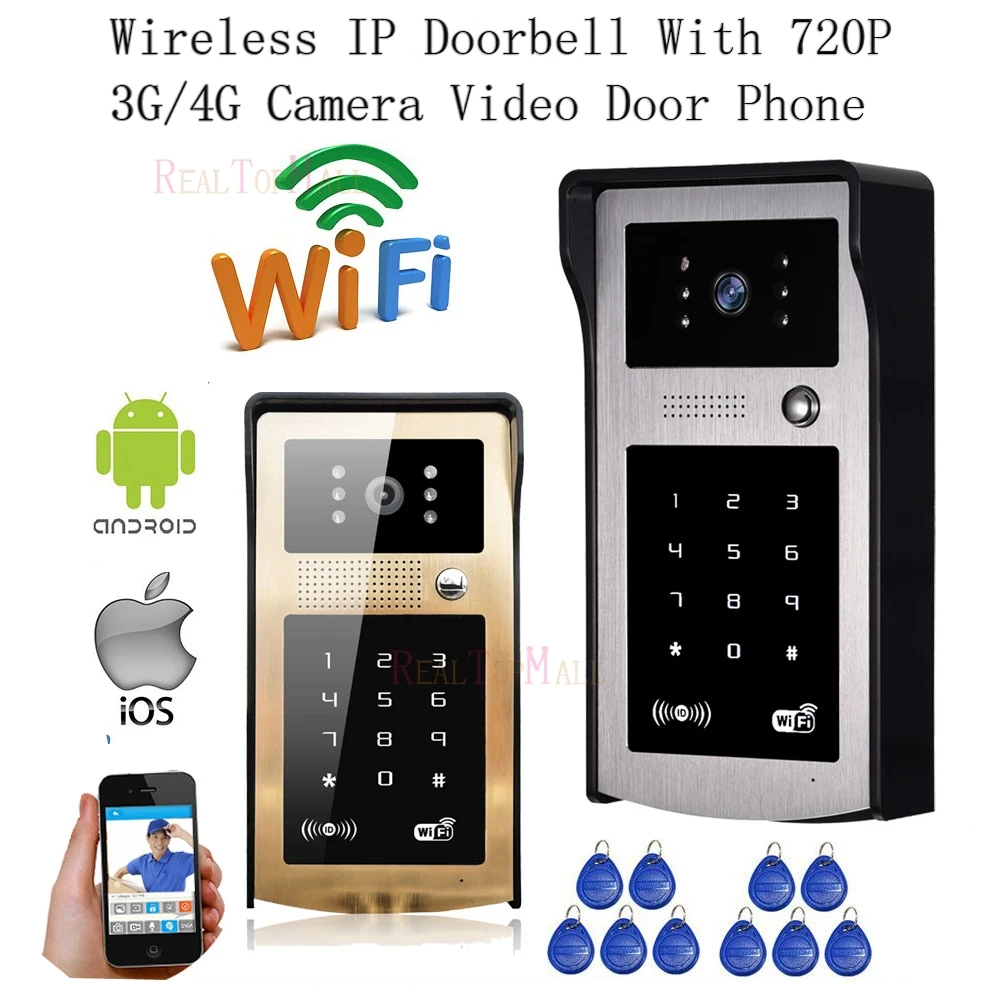 

New Wireless IP Doorbell With 720P 3G / 4G Camera Video Phone WIFI Door bell RFID Code Keypad HD IR Cameras for IOS Android 8PCS