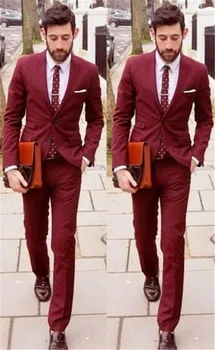 

Hot Red Wedding Formal Dress Blazer (Jackets + Pants) Men Business Casual Suit Fashion TuxedoStage Performances Suit