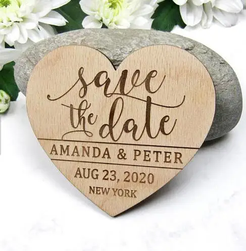 

personalize names date heart rustic Wedding wooden Save the Date Magnets bridal shower party favors company gifts invites nserts