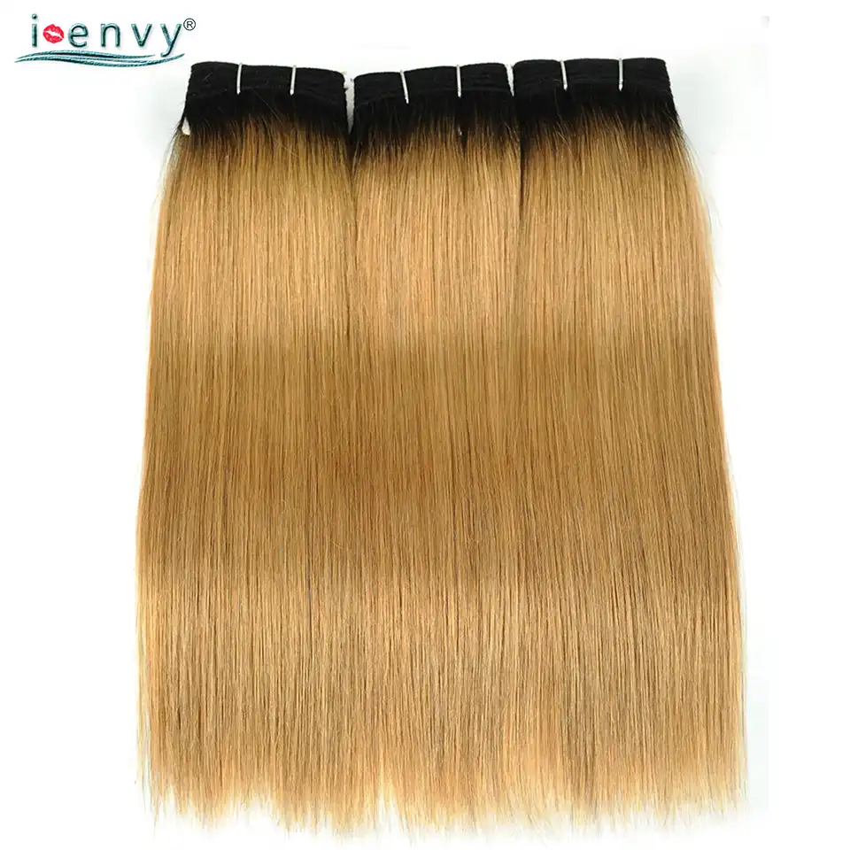 Ombre Blonde Bundles Hair Straight 1b 27 Human Hair Weave