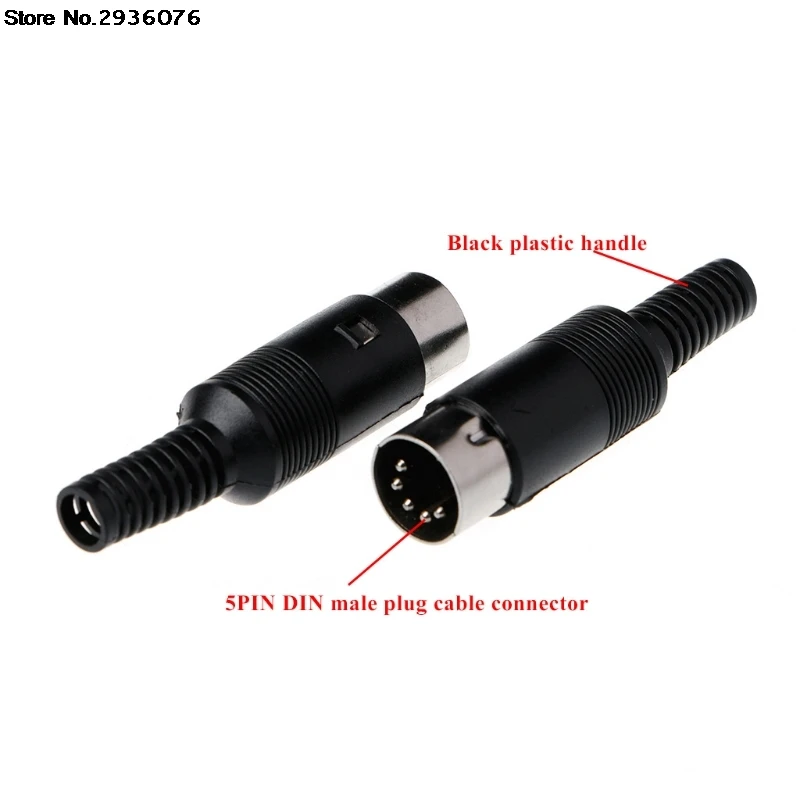

3Pcs/set DIN Male Plug Cable Connector 5 Pin with Plastic Handle
