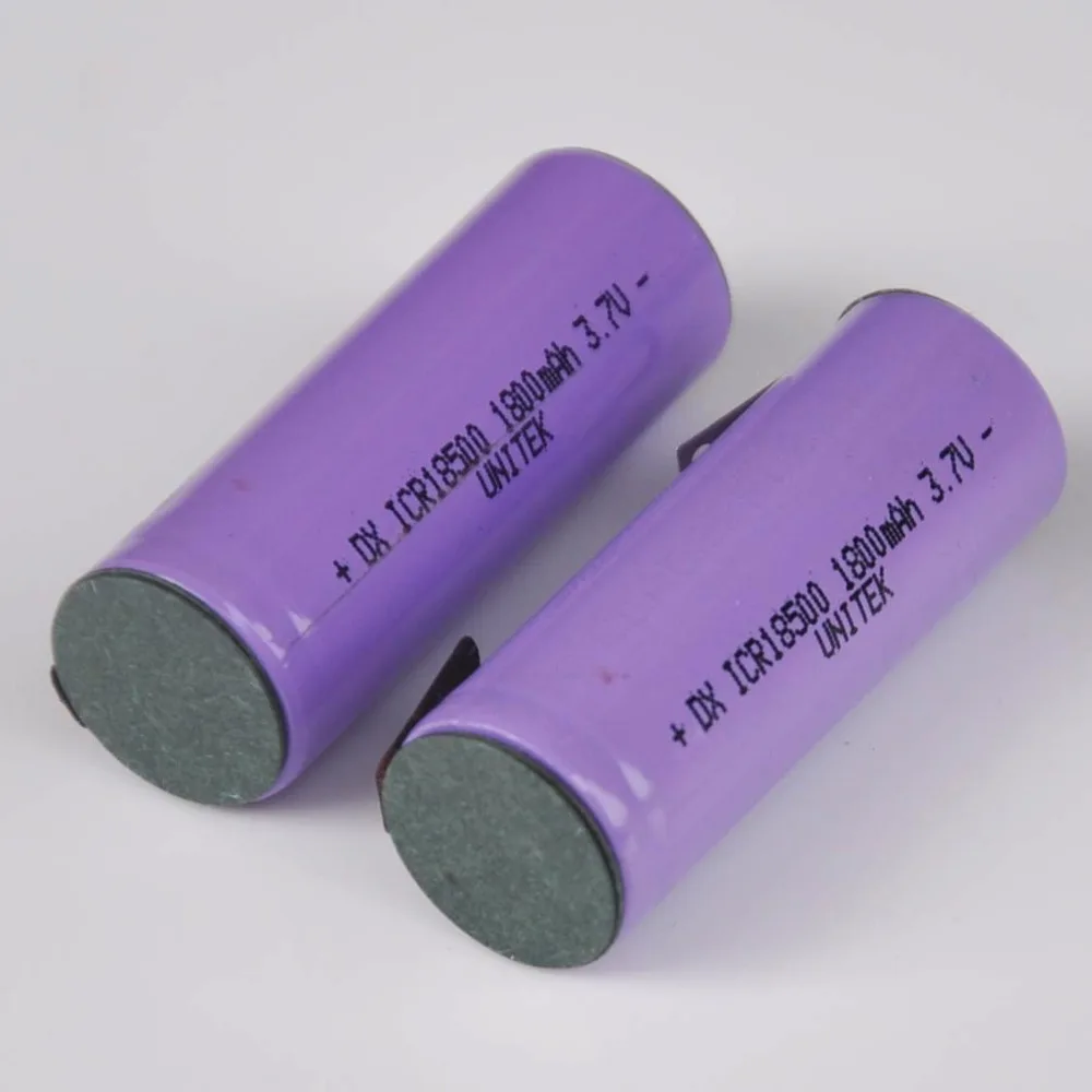 

2-5PCS 3.7V 18500 rechargeable lithium ion battery 1800mah li-ion cell with welding pins tabs for speaker torch electirc shaver