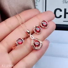 KJJEAXCMY boutique jewelry 925 sterling silver inlaid natural gem magnesium aluminum garnet pendant necklace ring earrings femal zhhiry women jewelry sets natural red garnet gem stone genuine 925 sterling silver ring pendant chain