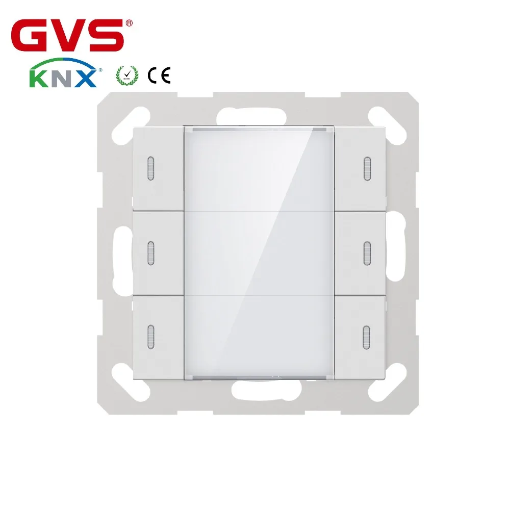 

New K-Bus KNX EIB smart home automation Switching Dimming light shutter control Guangzhou 3 gangpush button switch-white/silver