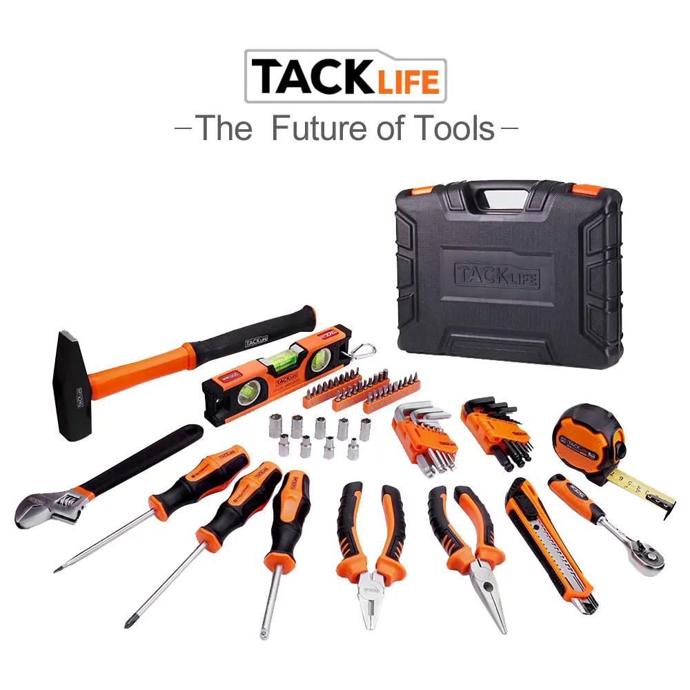 

TACKLIFE HHK2A Advanced 68PCS Household Tool Kit Complete Home Hand Tools In Storage Case