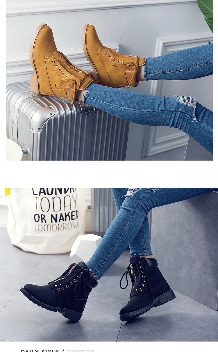 Sooneeya/Новые ботильоны со съемной молнией; женские зимние ботинки из флока; женские ботинки на плоской платформе; женская обувь; bota Feminina Botas