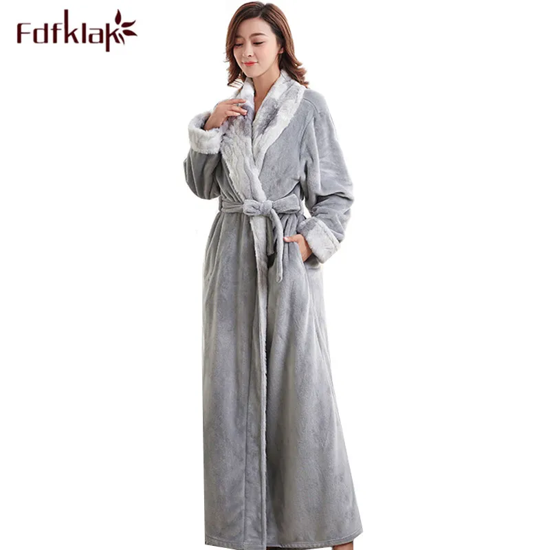Fdfklak мягкие банные халаты для женщин длинные рукава утепленные, Фланелевые халат осенне-зимний банный халат пары домашняя одежда для женщин или человек