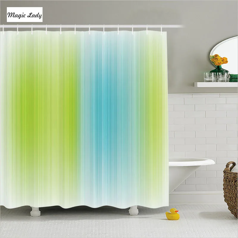 Shower Curtain Green Bathroom Accessories Striped Texture Vertical