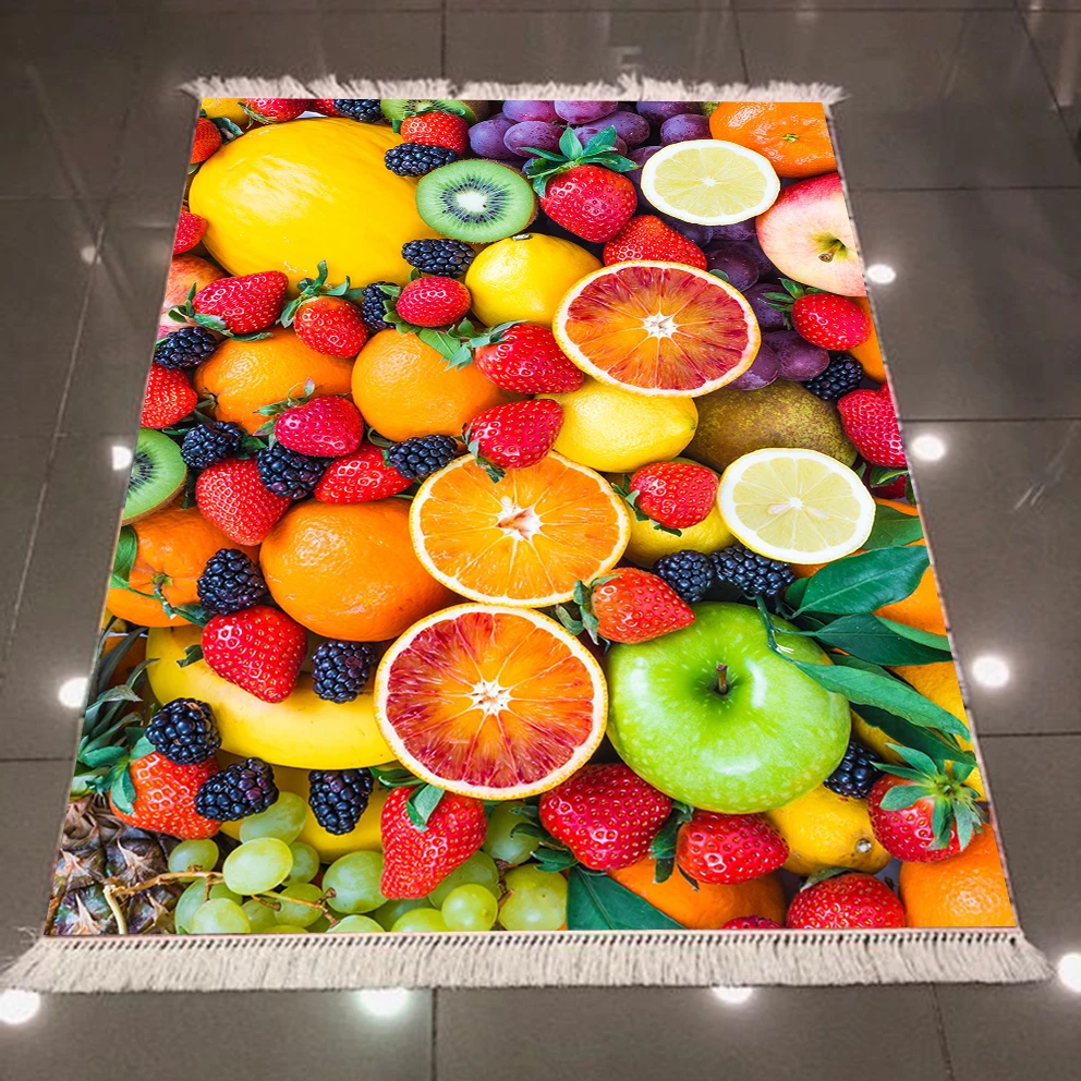 

Else Yellow Orange Green Tropical Fruits Banana Apple 3d Microfiber Anti Slip Back Washable Decorative Kitchen Area Rug Carpet
