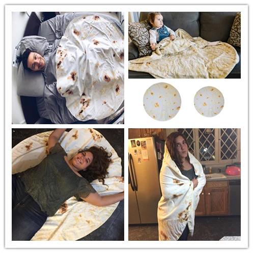 

Tortilla Soft Fleece Throw Blanket Soft Printing Tortilla de Harina Burrito Blanket Round and Square Shape Funny Gag Gift