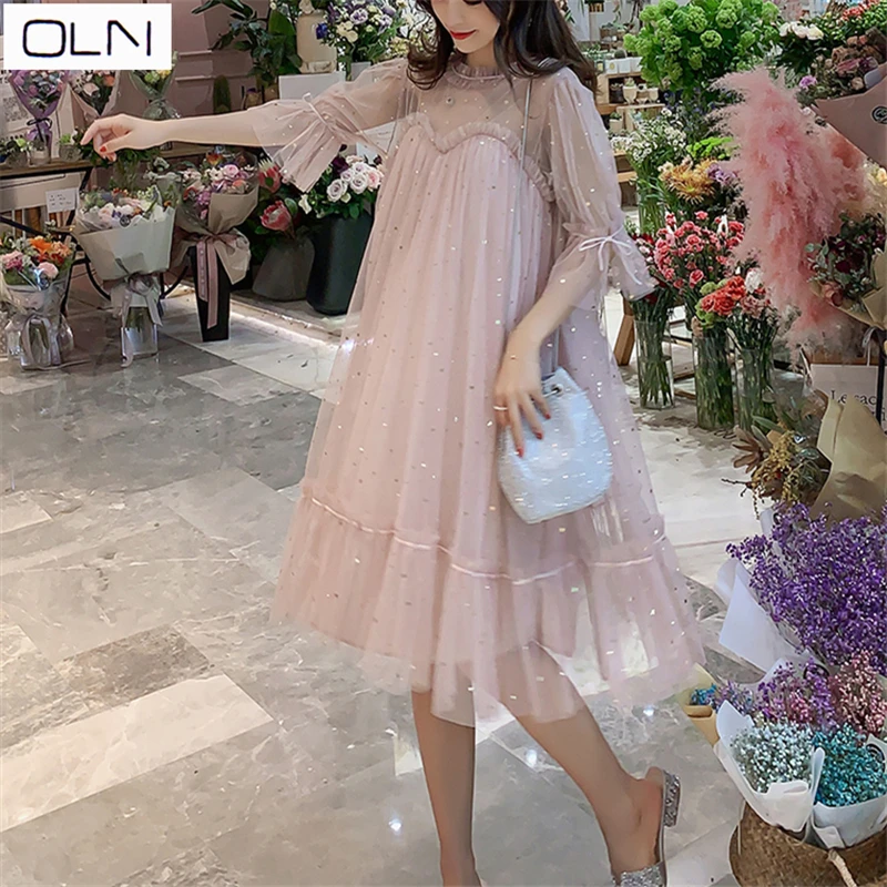 Платье oln, корейское платье Vestidos, Новое поступление,, новое летнее платье для беременных, Сетчатое платье феи, супер-Йо, домашнее украшение, цельнокроеное платье