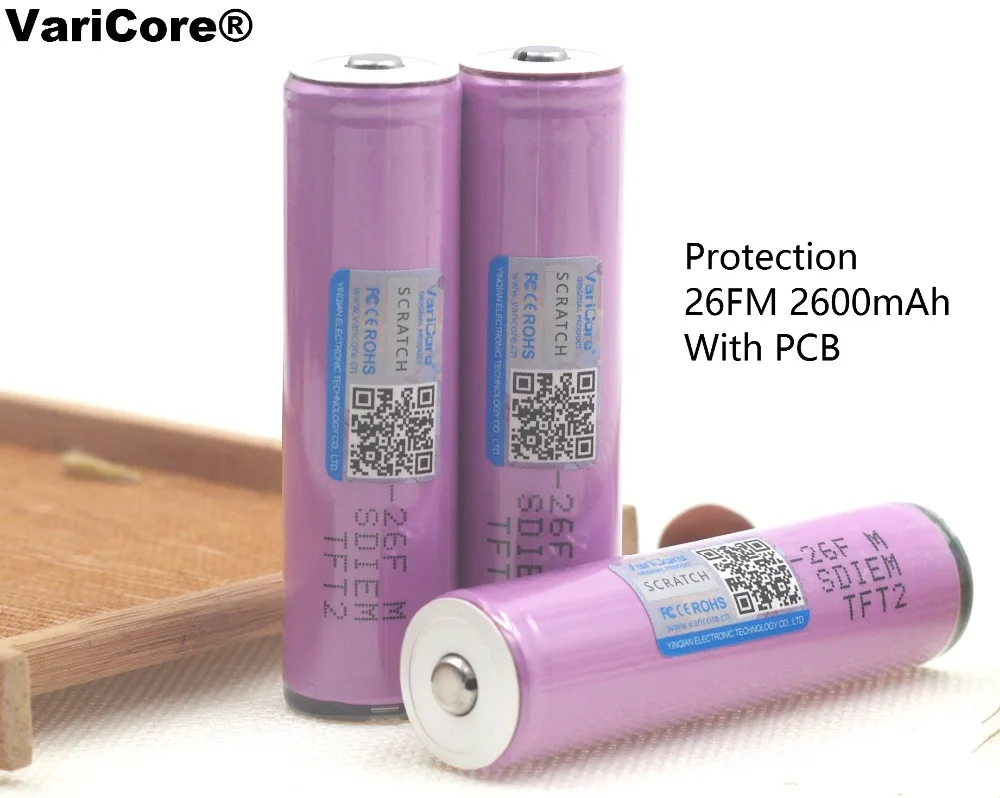 

VariCore New Original for 18650 ICR18650-26 2600mAh With Protection Rechargeable Batteries Suitable for flashlight