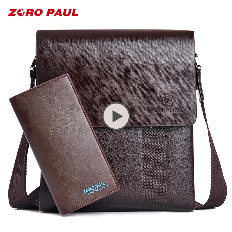 Модные деловые кожаные мужские сумки мессенджеры ZORO PAUL рекламная маленькая