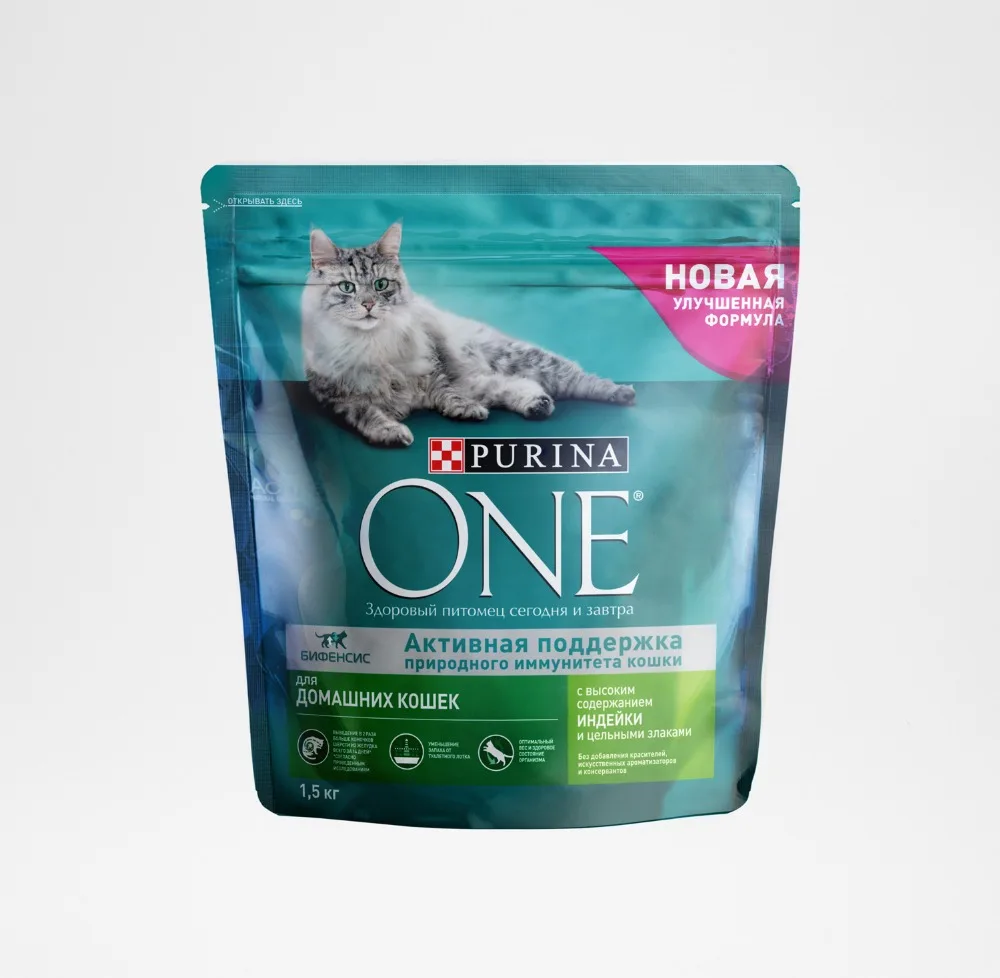 Сухой корм Purina ONE для домашних кошек с индейкой и цельными злаками, 9 кг