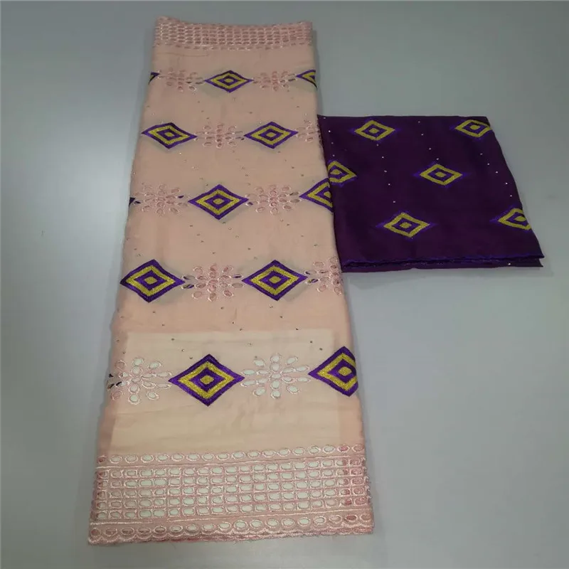 

HFX 7 Yard Embroidery Bazin Riche Getzner Swiss Voile African Wedding Bridal Lace Nigeria High Quality Cotton Lace Fabric L168-1