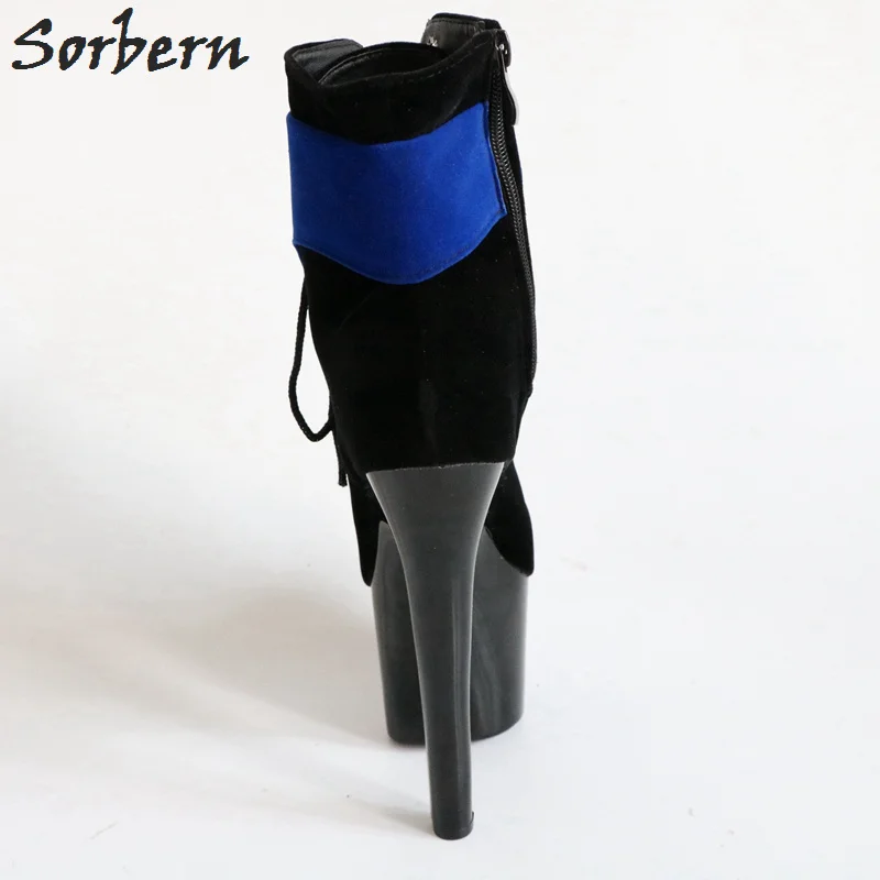 Avvio Breve Stivali Alta Nero Della Sorbern A 17 Cm Caviglia Up Gothic Più Per Blu Donne Il Lace Piattaforma Delle Le Formato Di Punta wUPUxYaEq