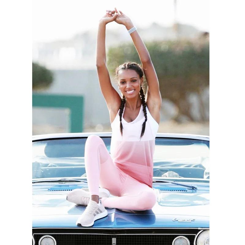 3 шт./компл. розовый костюм для занятия йогой Для женщин тренажерный зал одежда Дышащие Для женщин спортивный комплект с бюстгальтером комбинированное Сетчатое платье-жилет леггинсы костюм для йоги YS023
