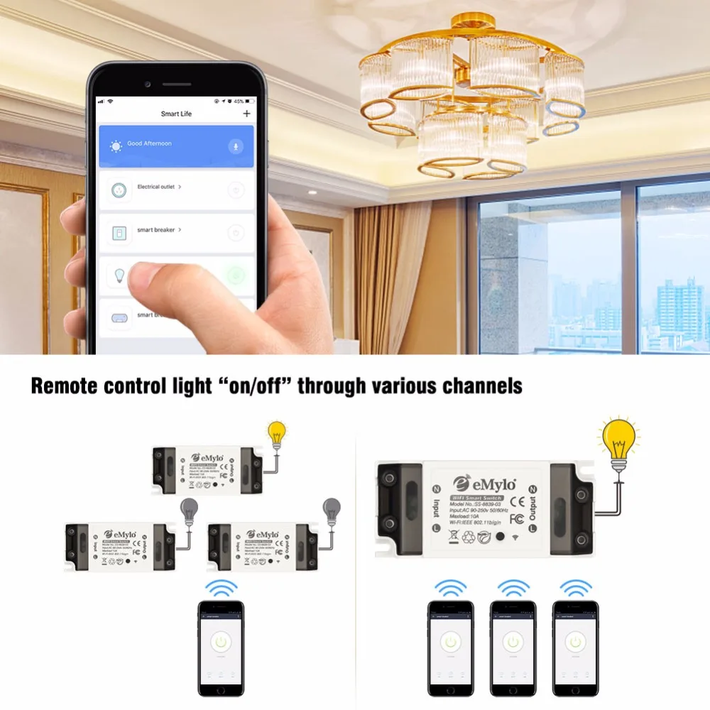Умные переключатели WiFi беспроводной релейный пульт дистанционного управления eMylo светильник Модуль переключателя умный дом автоматизация выход таймер 3 шт./лот