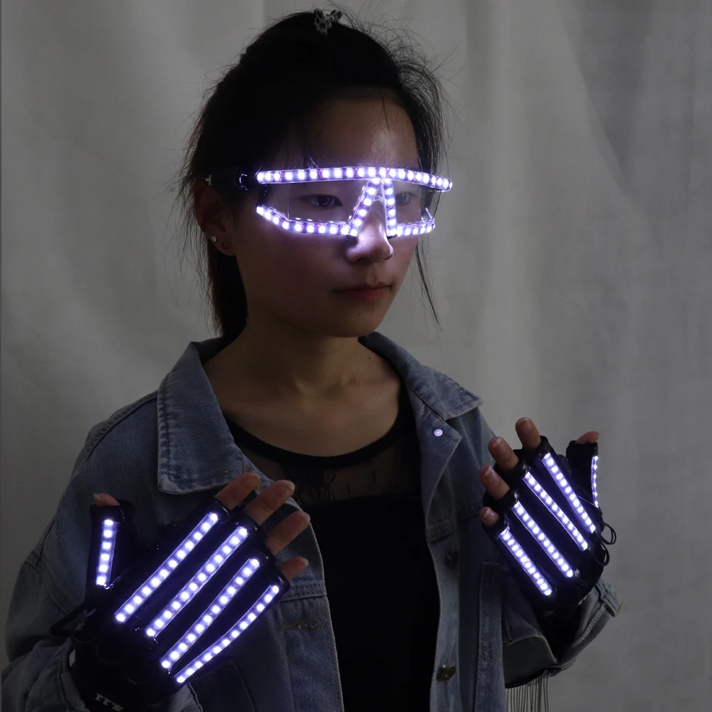 

LED Light Emitting Costumes LED Luminous Glasses Gloves Stage Props For Children Birthday Gift LED luminous Costumes