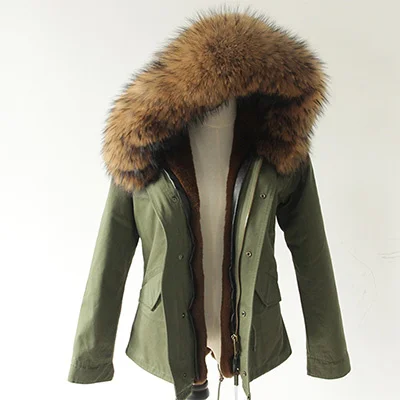 Новое модное пальто из натурального меха енота Женская зимняя куртка из искусственного меха Большой размер Парка - Цвет: color 30