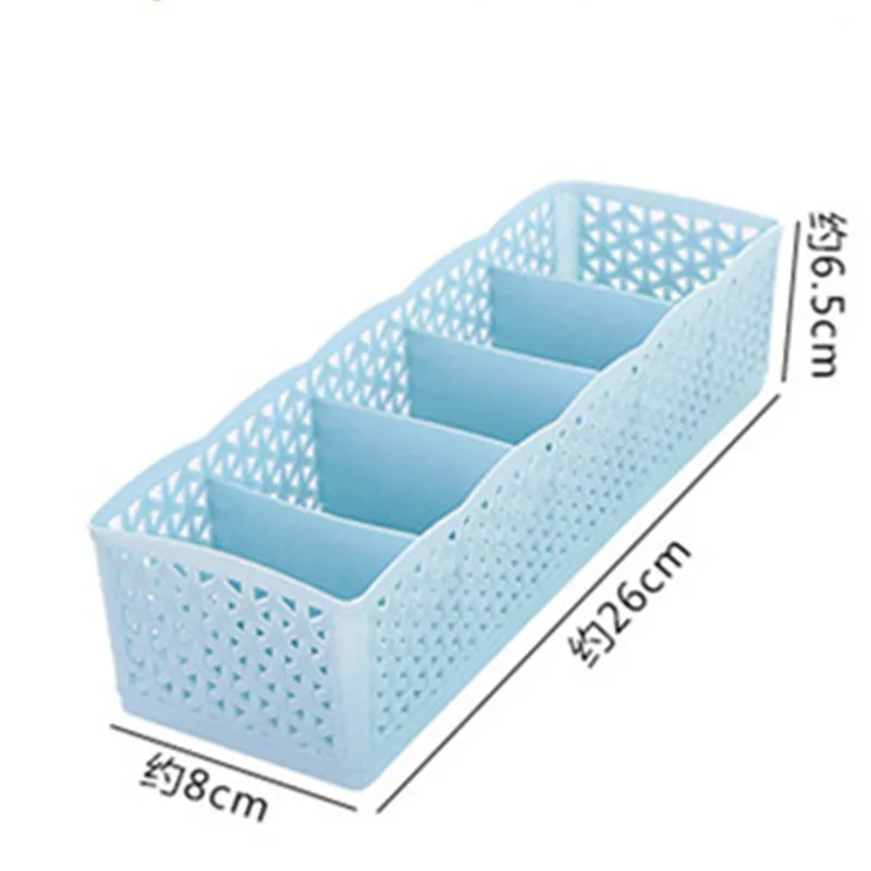 Коробка для хранения 5-сетки Многофункциональный Пластик организатор ящик галстук-бабочка бюстгальтер, носки, нижнее белье, одежда с выдвижными ящиками косметический Органайзер - Цвет: Синий