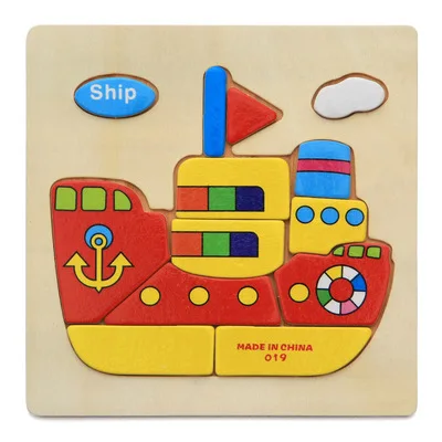 3D Puzzle Safety Puzzle Wooden Toys Children Educatonal Toys Cartoon Traffic Gift for kids