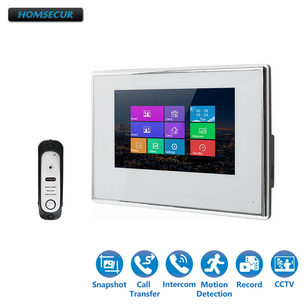 HOMSECUR 7" Wired Hands-free Video Door Entry Security Intercom BC051-S+BM718-W