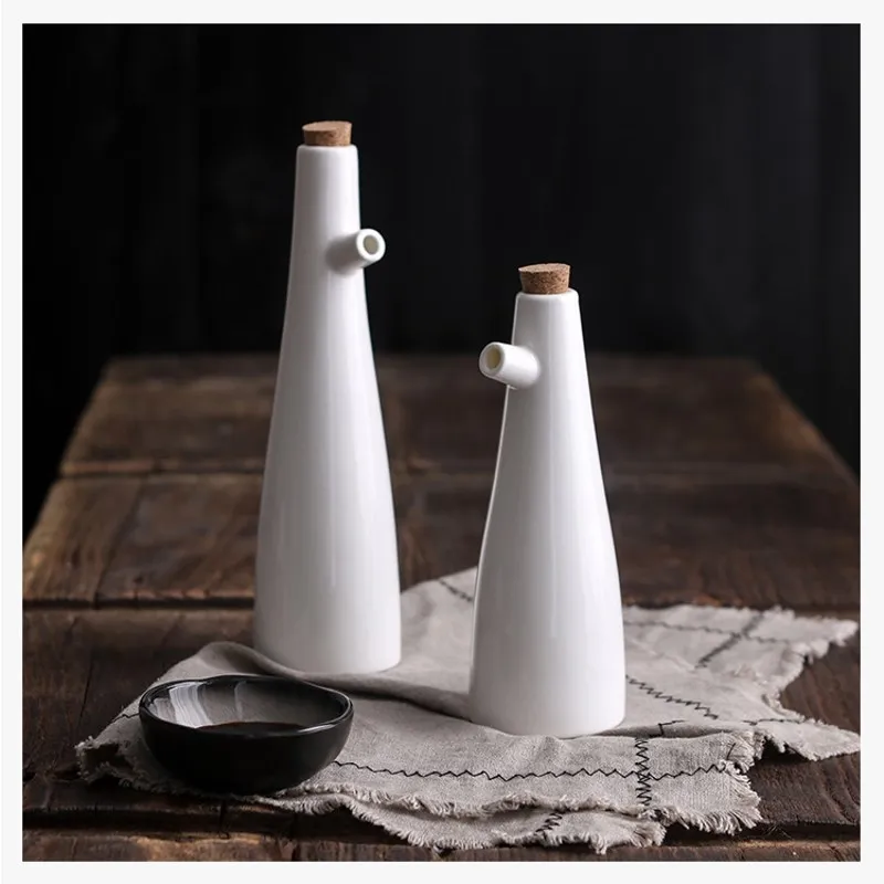 250/300ml Ceramic Soy Sauce Bottle Jar Vinegar Olive Oil Pot Container Gravy Boats Seasoning