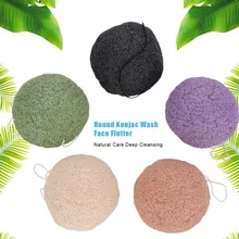 5 шт. круглые лица губки Puff Konjac мыть лицо флаттер естественный уход за кожей лица очищающее мягко лица слоеного составляют косметический puff