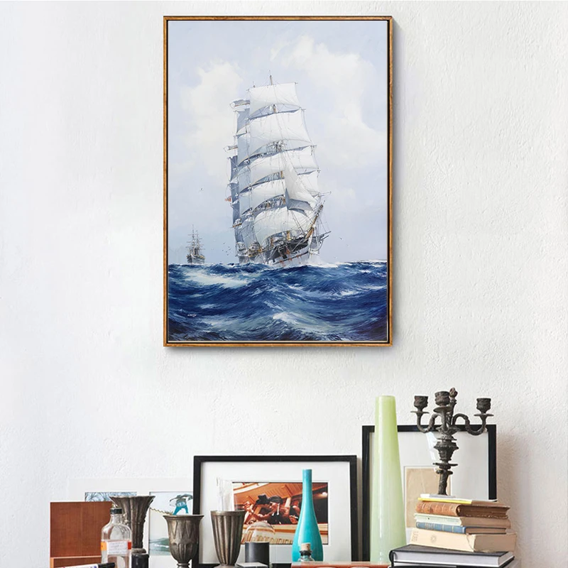 

Dropshipping HD Printed Modern Oil painting Art Wall Decor Fantasy Ship Boat Art Work Landscapes Picture On Canvas